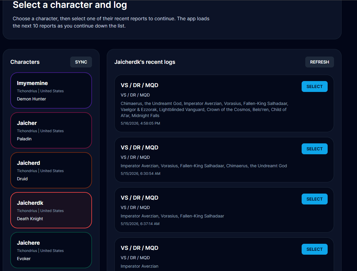WoW Log Analyzer screenshot